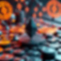 A visual representation of Ethereum staking with a focus on less than 32 ETH, featuring Ethereum logos and coins surrounded by community symbols.