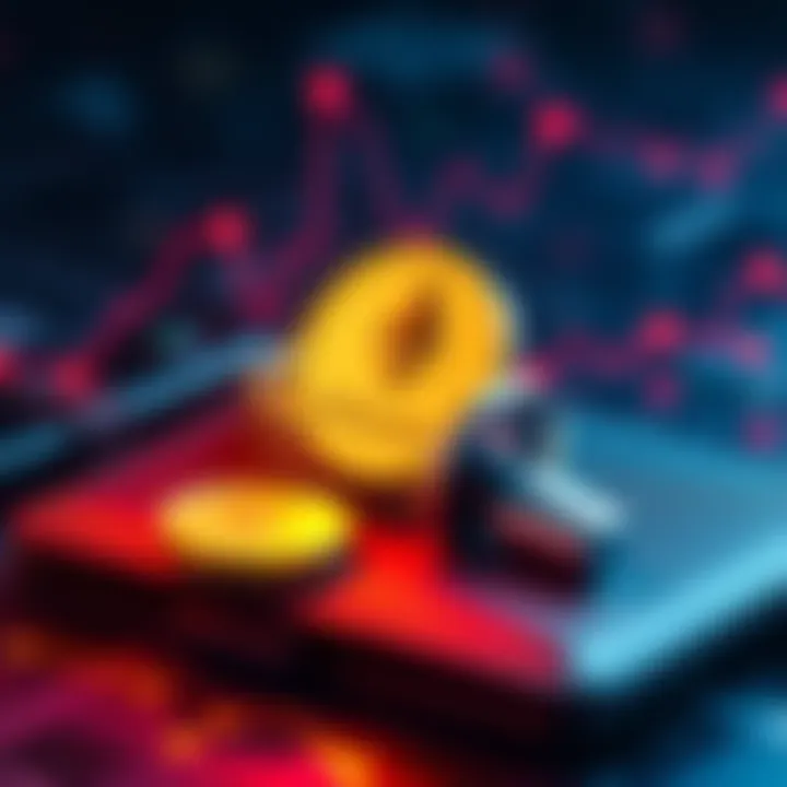 A graphic showing Ethereum coins being staked in a digital wallet, symbolizing investment and growth.