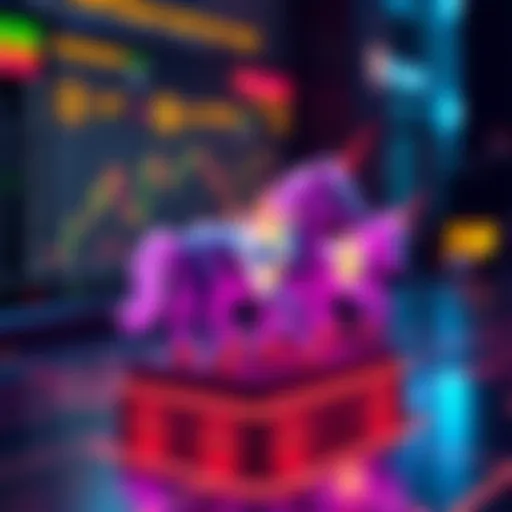 Ethereum Tokens Orderbook A digital representation of an onchain orderbook featuring Unicorn and Unicorn Meat tokens, highlighting trading processes and efficiency enhancements.