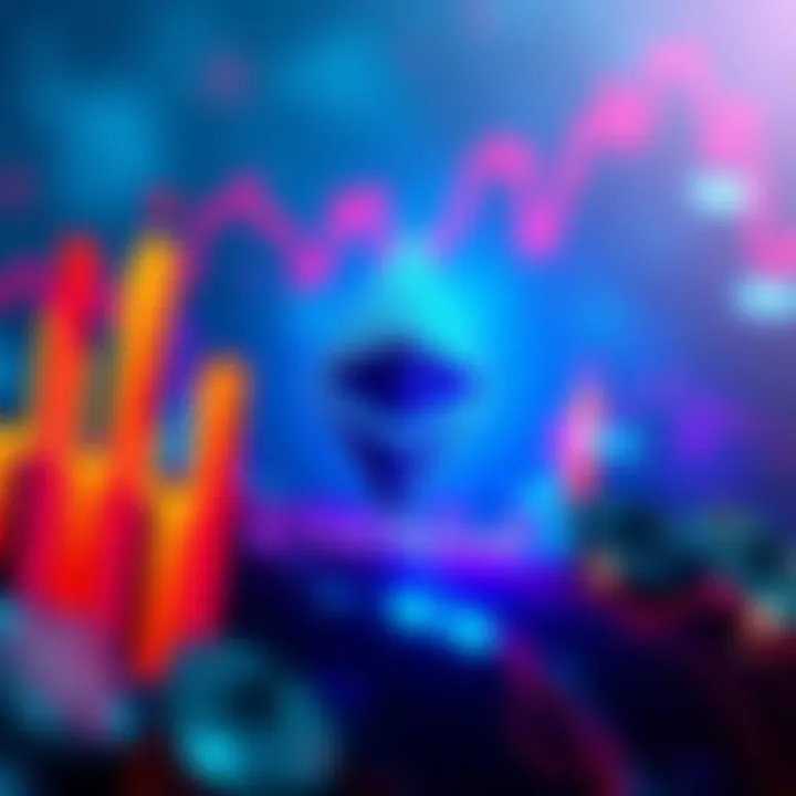 A graphic showing Ethereum logo with rising charts, symbolizing increased trading volume on decentralized exchanges.