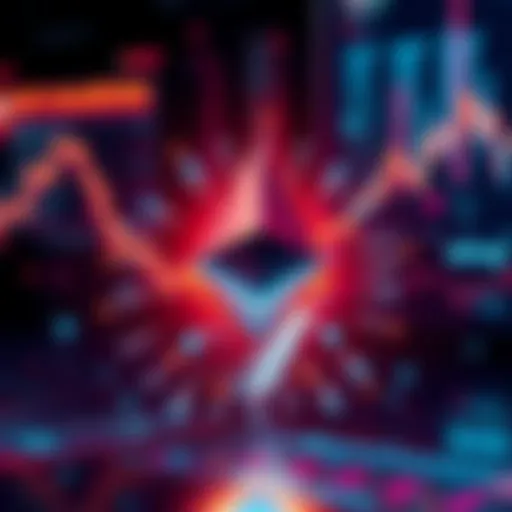Graphic showing Ethereum logo surrounded by visual representations of transactions