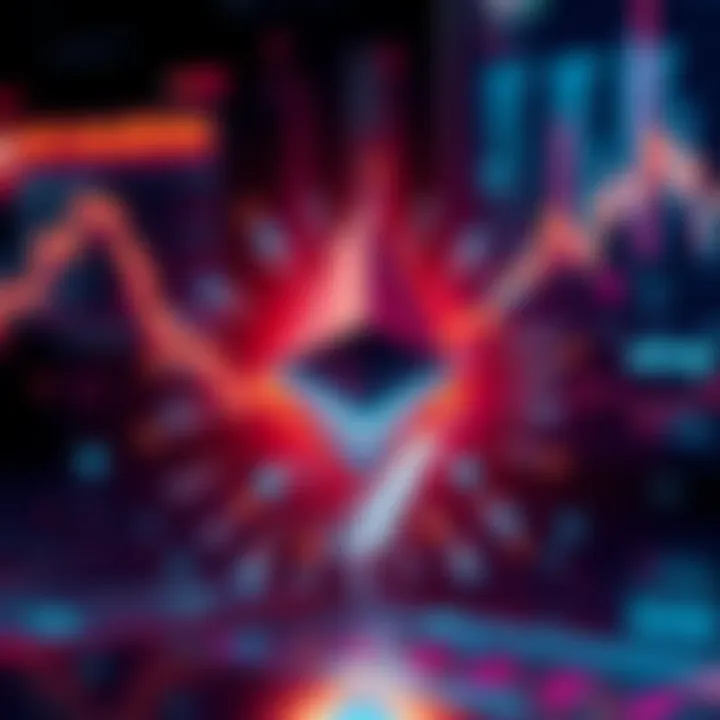 Graphic showing Ethereum logo surrounded by visual representations of transactions