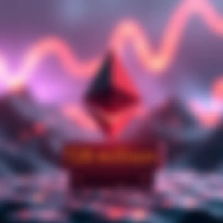 A graphic showing the Ethereum logo with a digital counter displaying 728 million transactions, symbolizing a record month for the blockchain platform.