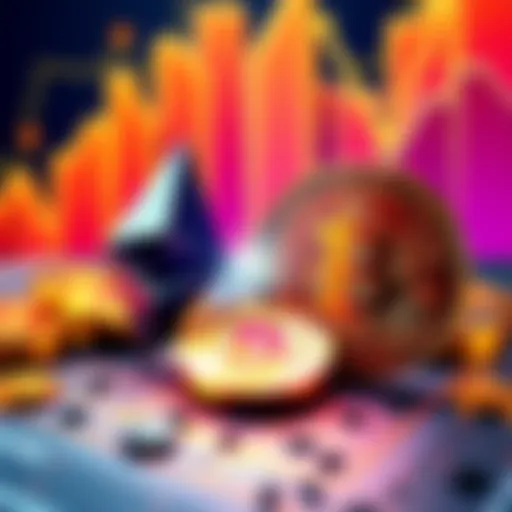 A visual comparison of Ethereum and Bitcoin, highlighting Ethereum's advantages in treasury assets with symbols representing finance and growth.
