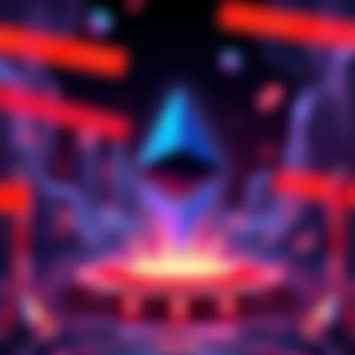 Illustration showing Ethereum logo with symbols of delays and transaction barriers