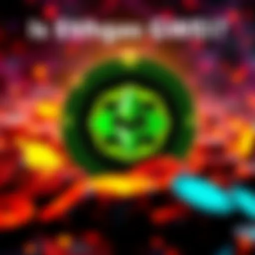 Ethgas GWEI logo surrounded by digital coins representing crypto rewards