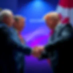 Leaders from the EU and Canada shaking hands to signify a new trade and security partnership in response to tariffs.
