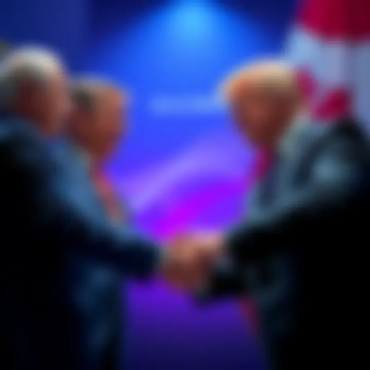 EU and Canada Partnership Announcement Leaders from the EU and Canada shaking hands to signify a new trade and security partnership in response to tariffs.
