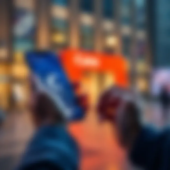 EU Bank Account Opening A person holding a smartphone looking at banking app with a European bank logo on screen, indicating interest in opening an account in the EU.