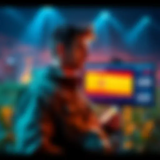 A Spanish player managing virtual plots in Atlas Earth, with a screen showing earnings comparison between Europe and the U.S.