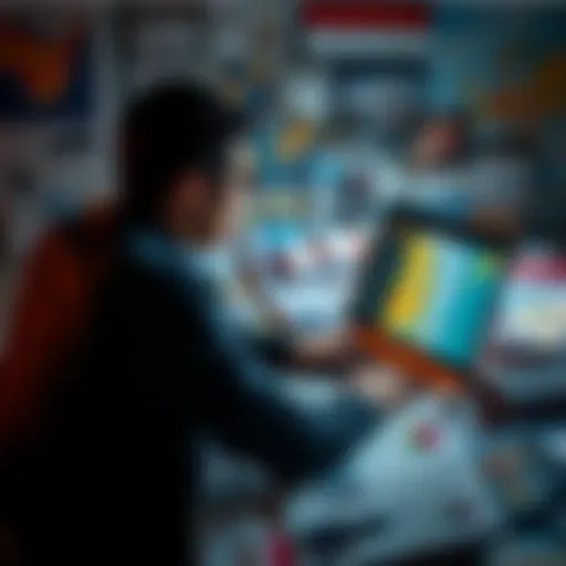 A person analyzing a website on a laptop surrounded by travel brochures, contemplating the legitimacy of Liberation.Travel