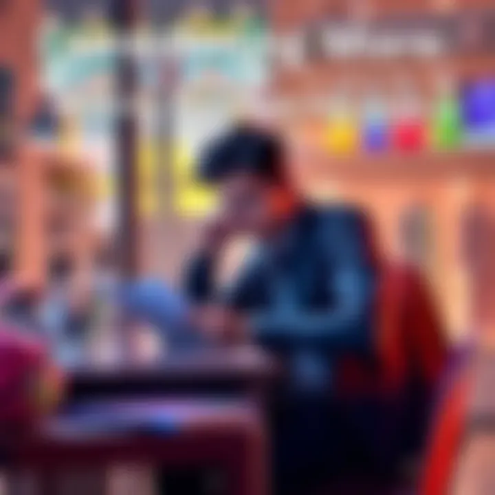 A person sitting at a table with a calculator and shopping list, pondering over their financial choices, surrounded by items for potential purchase.