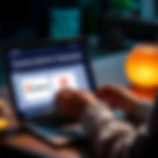 A person comparing different paid subscription services on a laptop, featuring Glovo and NordVPN logos on the screen.