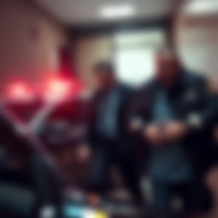 Ex-LAPD Cop and Gangster Arrested A police car outside a courtroom with a former LAPD officer and an Israeli gangster being led away in handcuffs