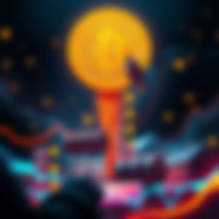 A digital representation of cryptocurrency exchanges providing financial aid to users during a Bitcoin price drop, with visual elements indicating rescue funds and liquidity measures.