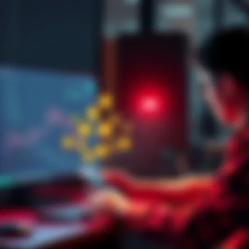 A person at a computer removing cryptocurrency from a digital wallet and converting it to US dollars in a financial app