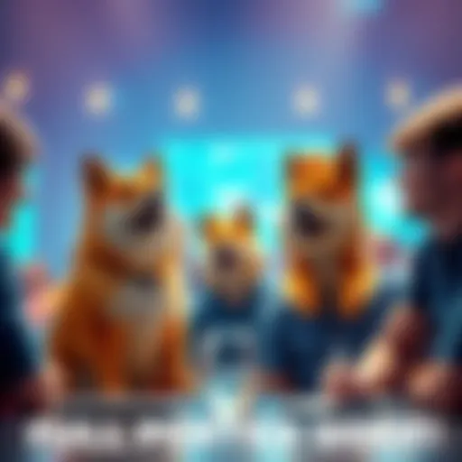 A group of people engaging in a lively conversation about Full Ported Doge updates, showcasing enthusiasm and interest.