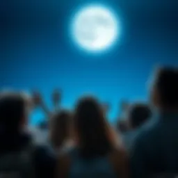 People looking up at the moon with excitement and curiosity about potential space travel