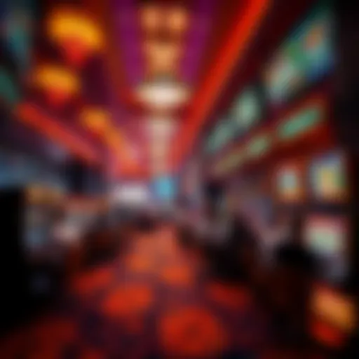 A lively casino floor filled with people playing various games like slots and poker, showcasing the excitement and thrill of gambling.