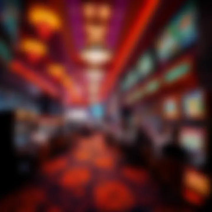A lively casino floor filled with people playing various games like slots and poker, showcasing the excitement and thrill of gambling.