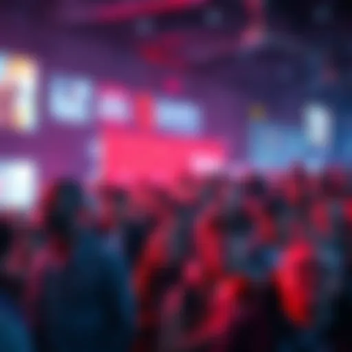 A vibrant scene showing a crowd of people eagerly waiting for new developments with smiles and anticipation