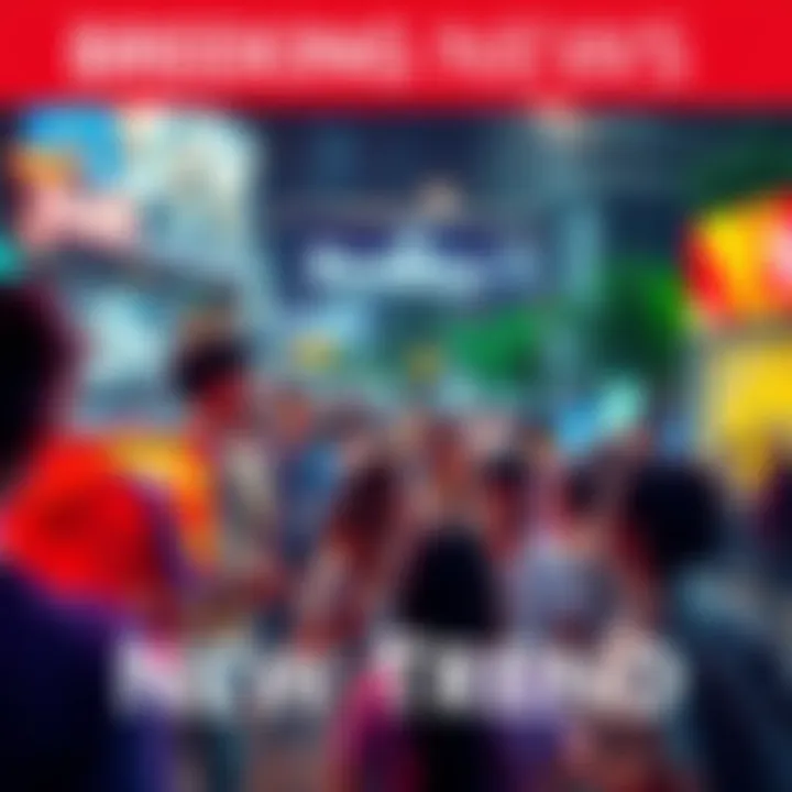 A vibrant scene of people engaging with the latest trend in 2026, showcasing excitement and growth.