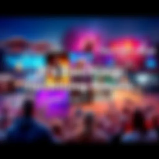 A vibrant collage showcasing various exciting events, including music festivals, community gatherings, and sports competitions. People are seen enjoying these activities.