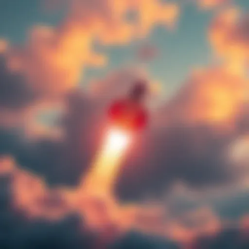A rocket launching into the sky symbolizing new updates and engagement
