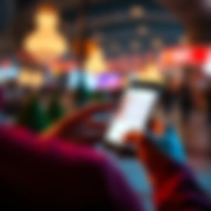A person checking their Exodus Pay rewards on a mobile device, with visible reward balances on the screen.