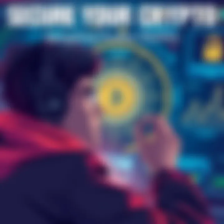 Illustration depicting a user contemplating cryptocurrency security, with a digital wallet interface in the background