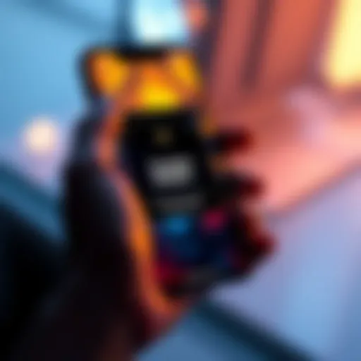 A person's hand holding a smartphone displaying the Exodus wallet with a seed phrase on the screen