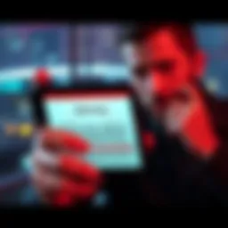 Exodus Wallet Warning A smartphone screen displaying a warning message about Binance Smart Chain addresses linked to scams, with an anxious user in the background contemplating action.