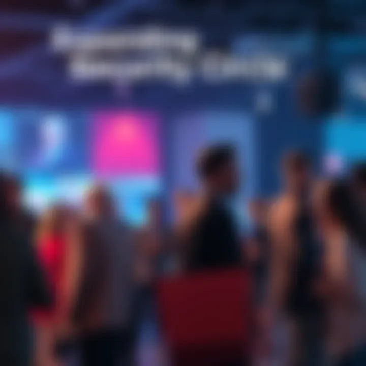 A group of diverse people engaging in conversation and networking at an event, showcasing connections and relationships.