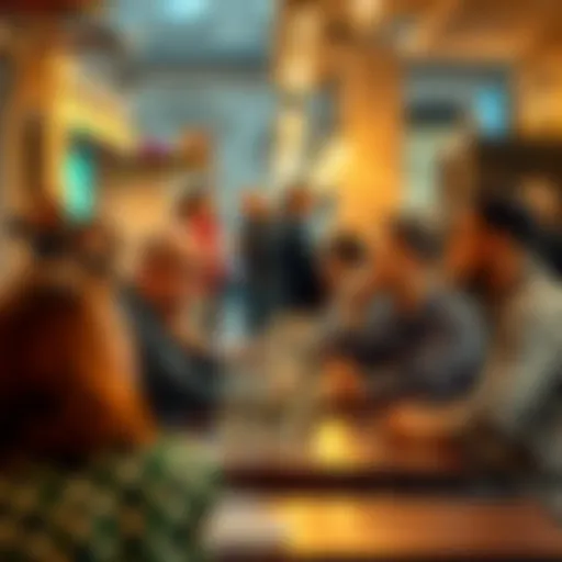 A group of expats in Hungary discussing financial options at a café