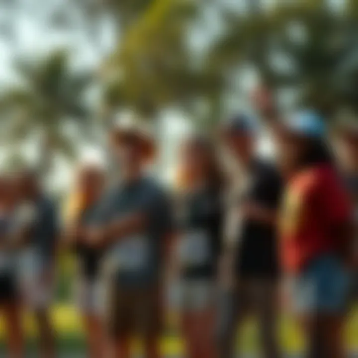 Players with Explorer Club Badges A group of people proudly displaying their Explorer Club Badges in a local park setting, engaging in friendly competition and conversation.