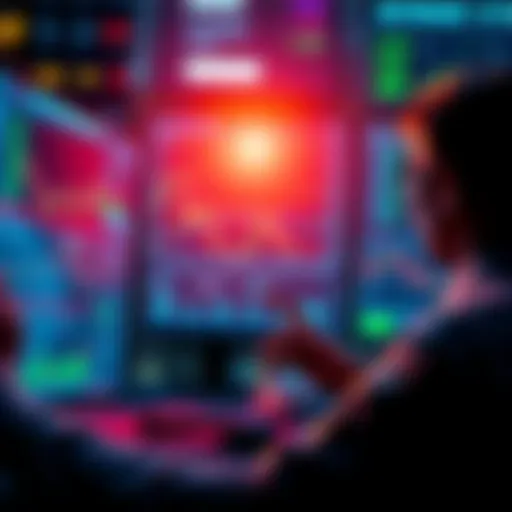 Person analyzing DEX trading platforms with charts and graphs in the background, focusing on safety and reliability