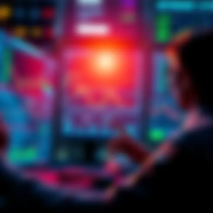 Person analyzing DEX trading platforms with charts and graphs in the background, focusing on safety and reliability