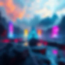 A visual representation of alternate dimensions with colorful portals and shifting landscapes in the background