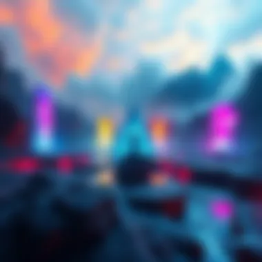 A visual representation of alternate dimensions with colorful portals and shifting landscapes in the background