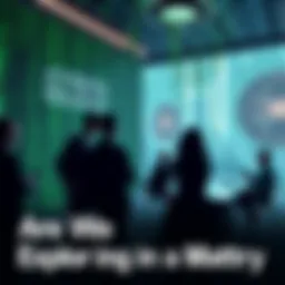 A digital scene representing a simulated environment, with people engaged in discussions about reality.