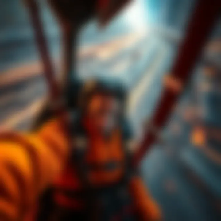 Person experiencing extreme G forces A person in a harness feeling intense G forces during a thrilling ride, showing excitement and adrenaline