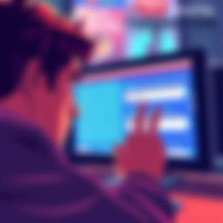 Failed Digital Transaction Illustration A person looking frustrated at a computer screen showing error messages related to digital transactions.