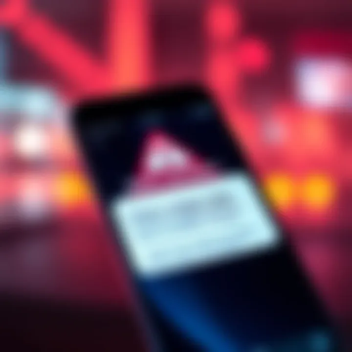 A visual warning about a fraudulent Ledger app on a smartphone screen, highlighting the loss of $9.5 million in crypto.