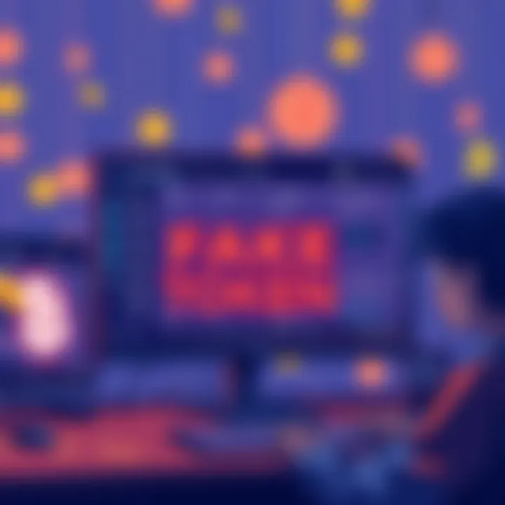Fake Tokens and Crypto Security Illustration showing a computer screen displaying fake tokens along with a worried user looking at their crypto account.