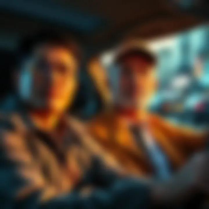 A tourist appearing confused next to a fraudulent Uber driver in a city setting, highlighting a robbery incident