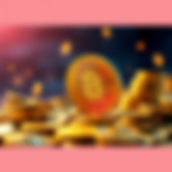 A coin with a downward trend line, symbolizing declining value, surrounded by worried investors.