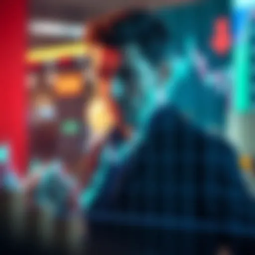 Falling Cryptocurrency Prices A graph showing a decline in cryptocurrency prices with a downward trend; an investor looking worried in the background.