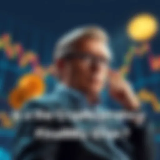 Charts showing declining prices for Bitcoin and Trump Coin with a worried investor looking on