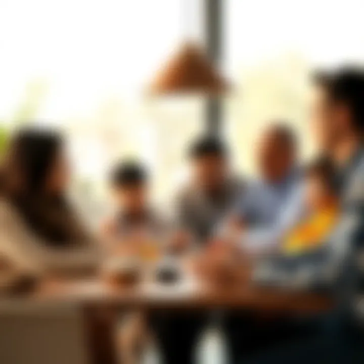 A family sitting together at a table, looking concerned while discussing finances, showing a mix of emotions, indicative of financial secrets.