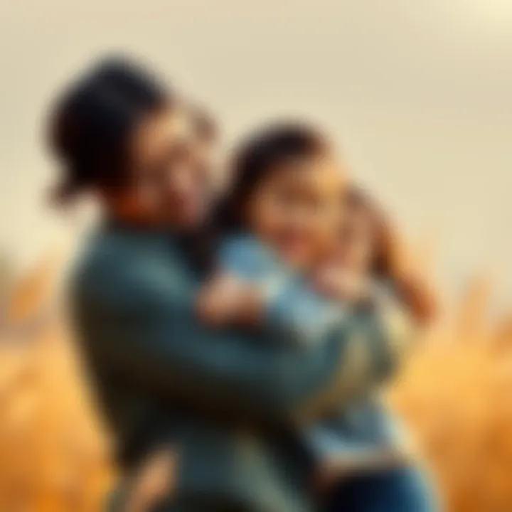 A joyful family embracing a child after adoption, symbolizing love and new beginnings.